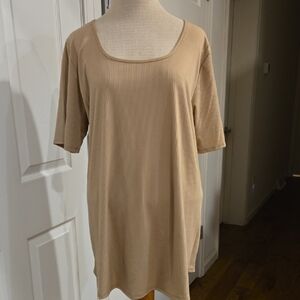 HEIMISH USA Tan Ribbed Short Sleeve Top